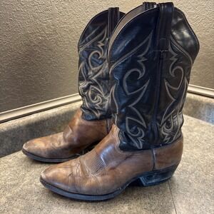 Laredo Men's Pointed Toe Cowboy Vibram Boots Brown Sz 9.5D Cowboy Ranch USA
